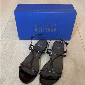 Vintage Stuart Weitzman Tortoise Shell Strappy flat Sandals size 9.5